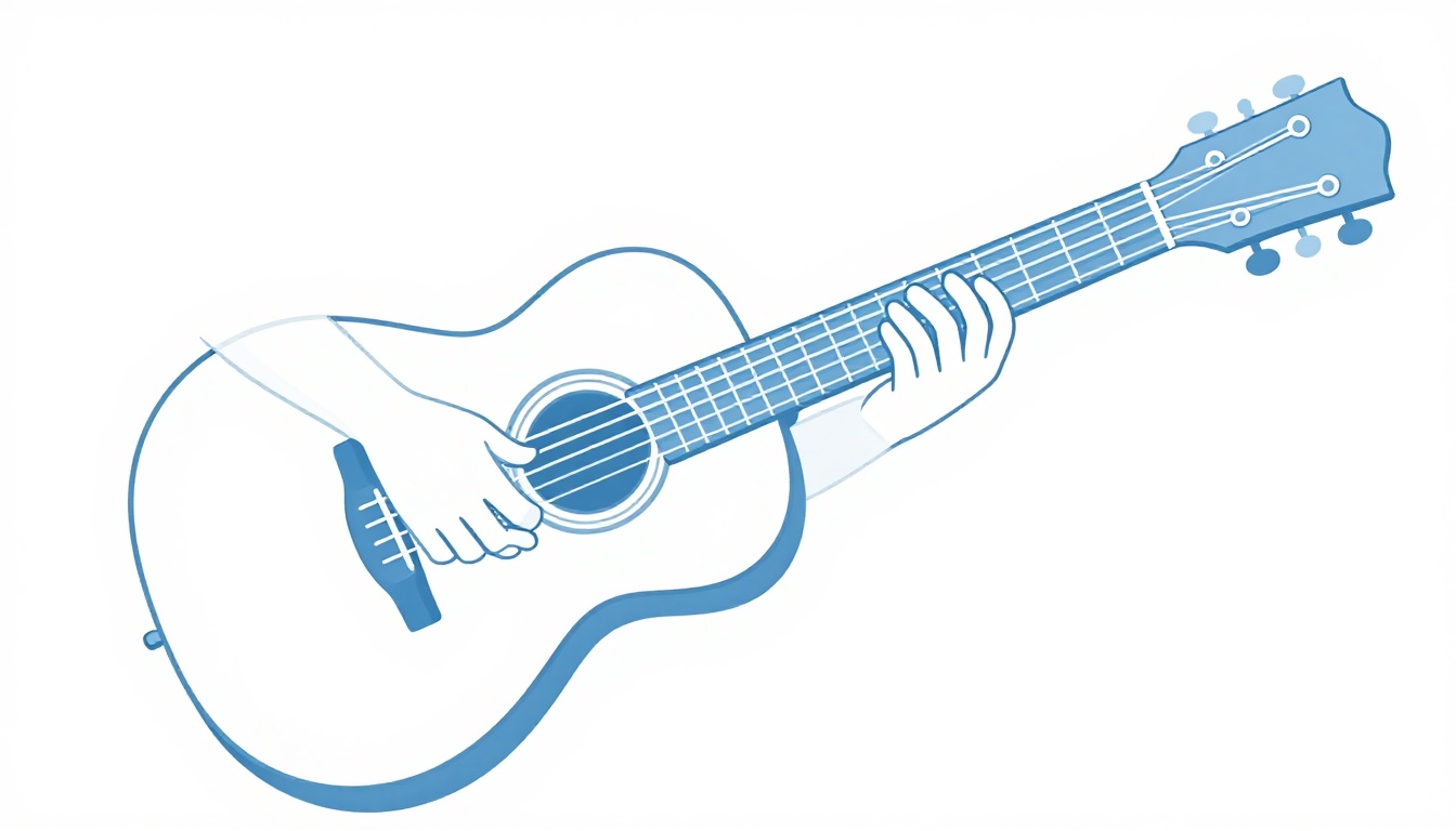 A hand clamping a capo onto the neck of an acoustic guitar near the second fret