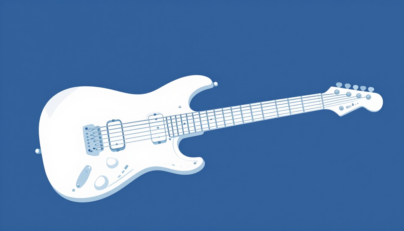 A hand using a metal slide on the neck of a baritone guitar strummed in an open tuning