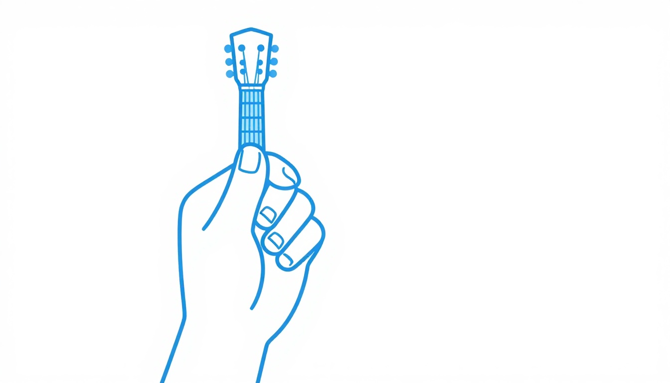 A close-up of a left hand transitioning between two similar chord shapes on an acoustic guitar neck, one finger lifting off a string while the rest of the hand stays in place