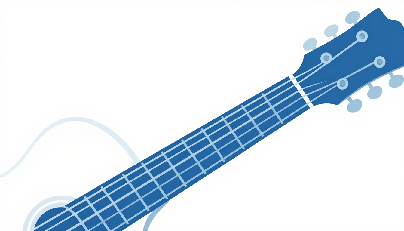 A close-up of a left hand barring all six strings high up an acoustic guitar neck near the middle of the fretboard