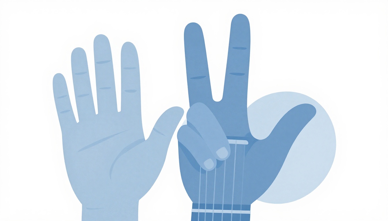 A hand barring across a guitar neck near the third fret to form a movable C7 chord