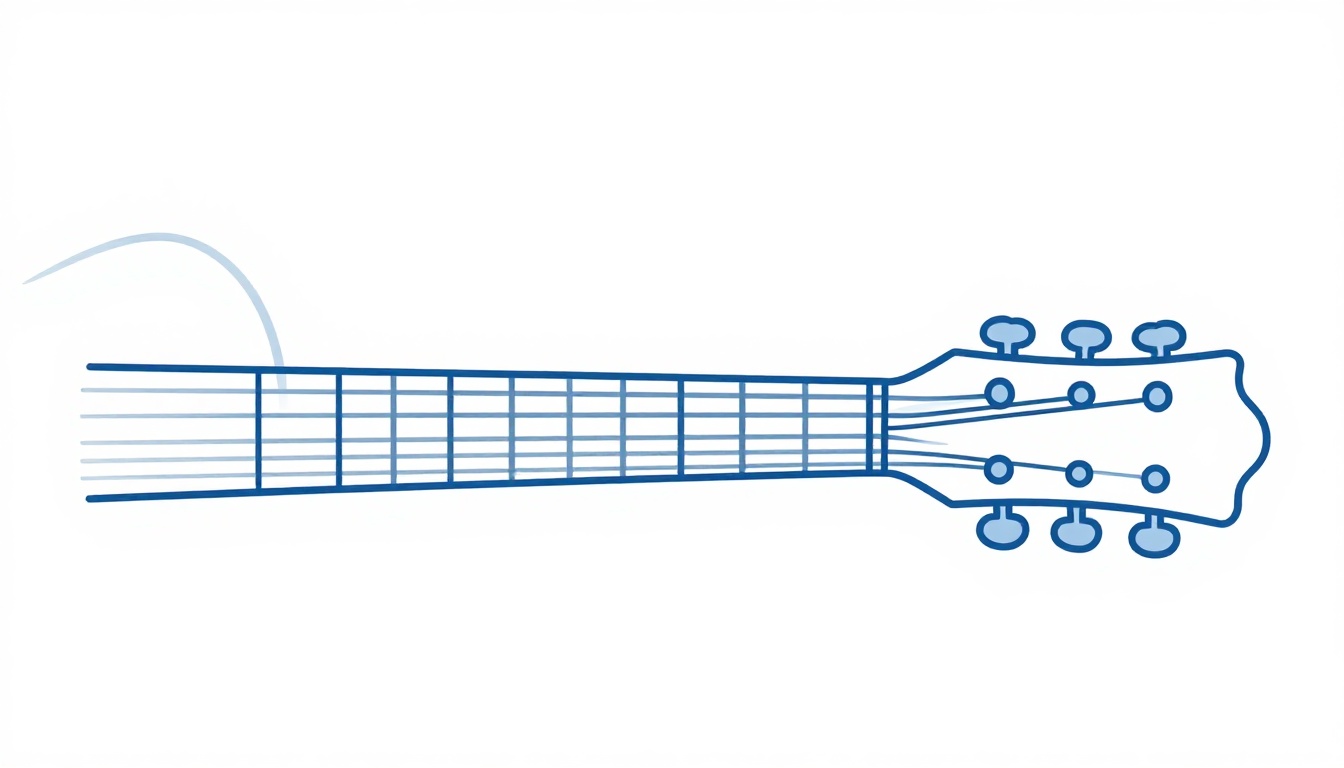 A hand pressing a thumb against the back of a guitar neck to demonstrate barre chord counter-pressure