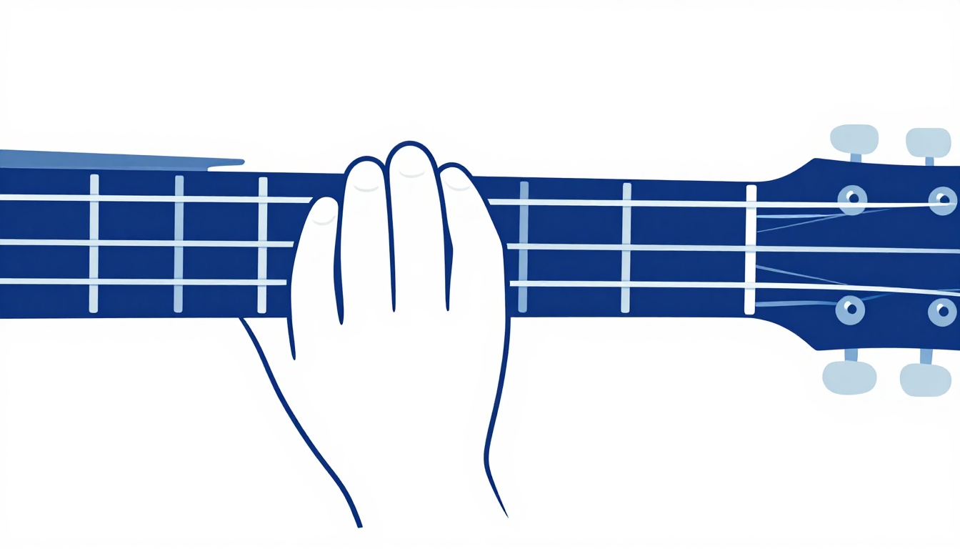 A close-up of a left hand bending a string upward on an electric guitar fretboard
