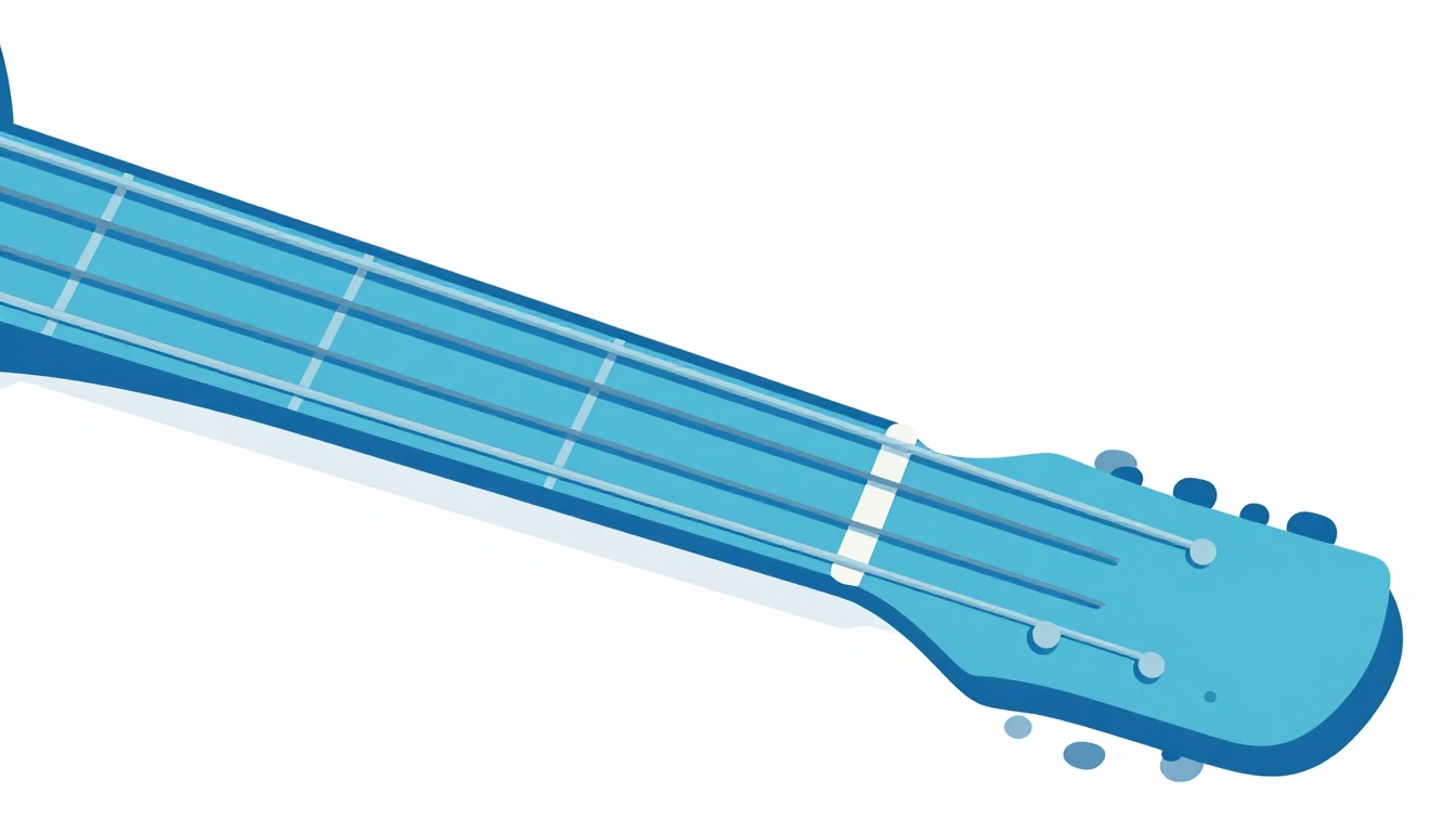 An extreme close up of a flattened index finger lying loosely across guitar strings on a fretboard