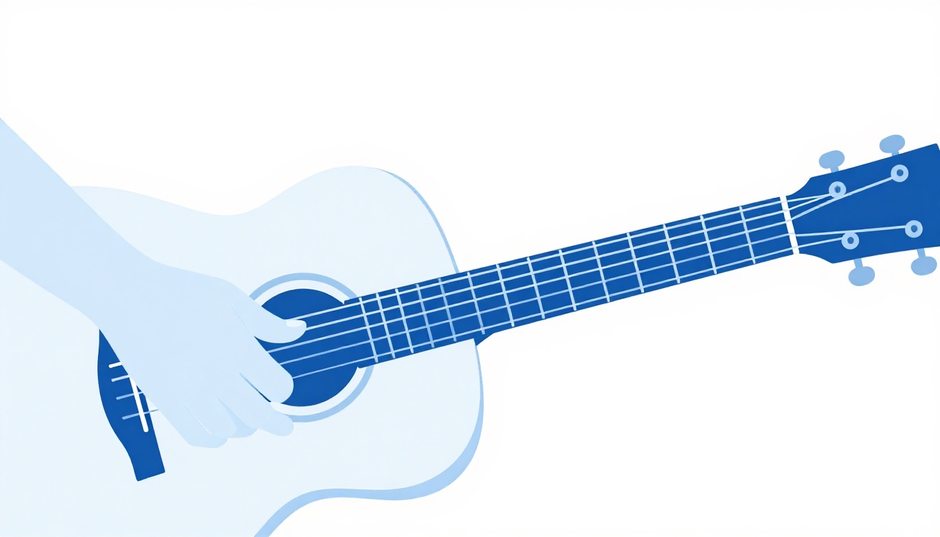 A hand fretting a chord shape further up an acoustic guitar neck, illustrating an alternate bass-note voicing