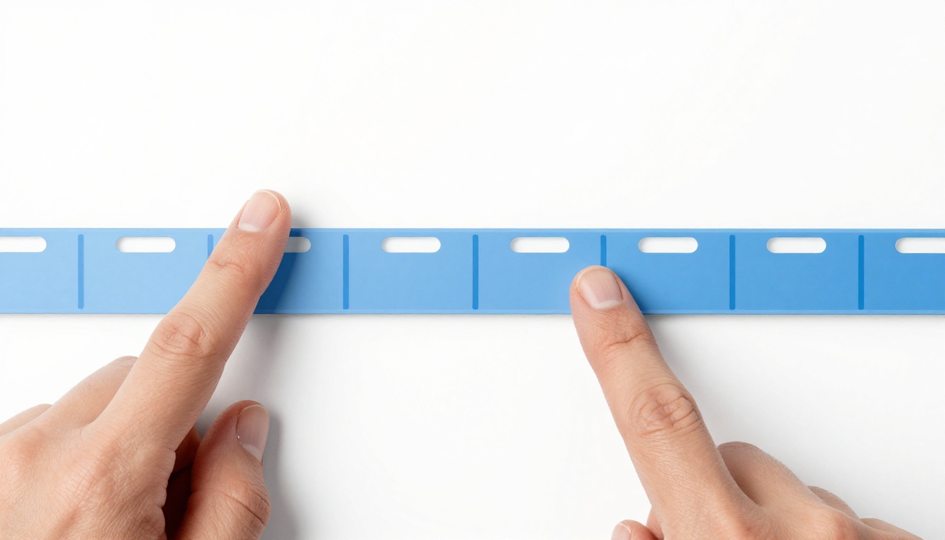 A close up of a fingertip pressed just behind a guitar fret to demonstrate correct hand position