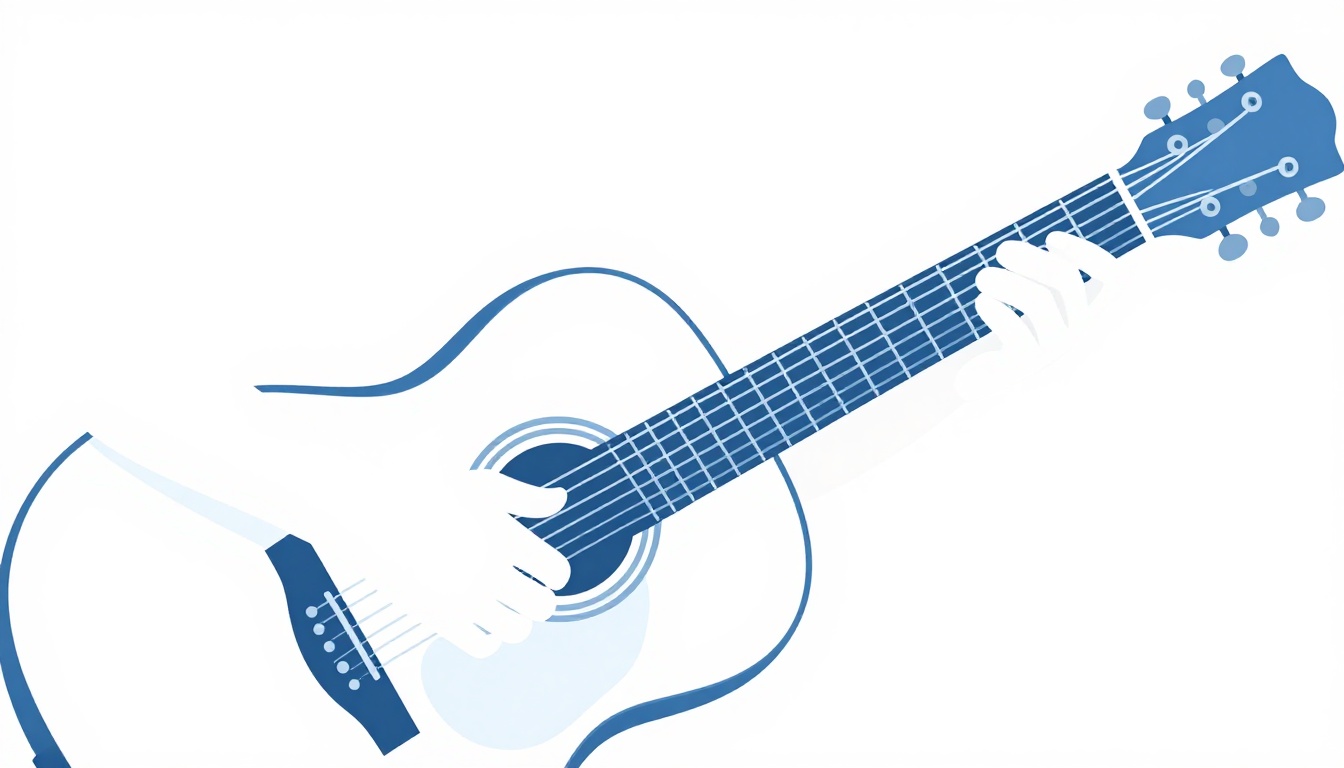 A right hand strumming an acoustic guitar with a pick over the sound hole