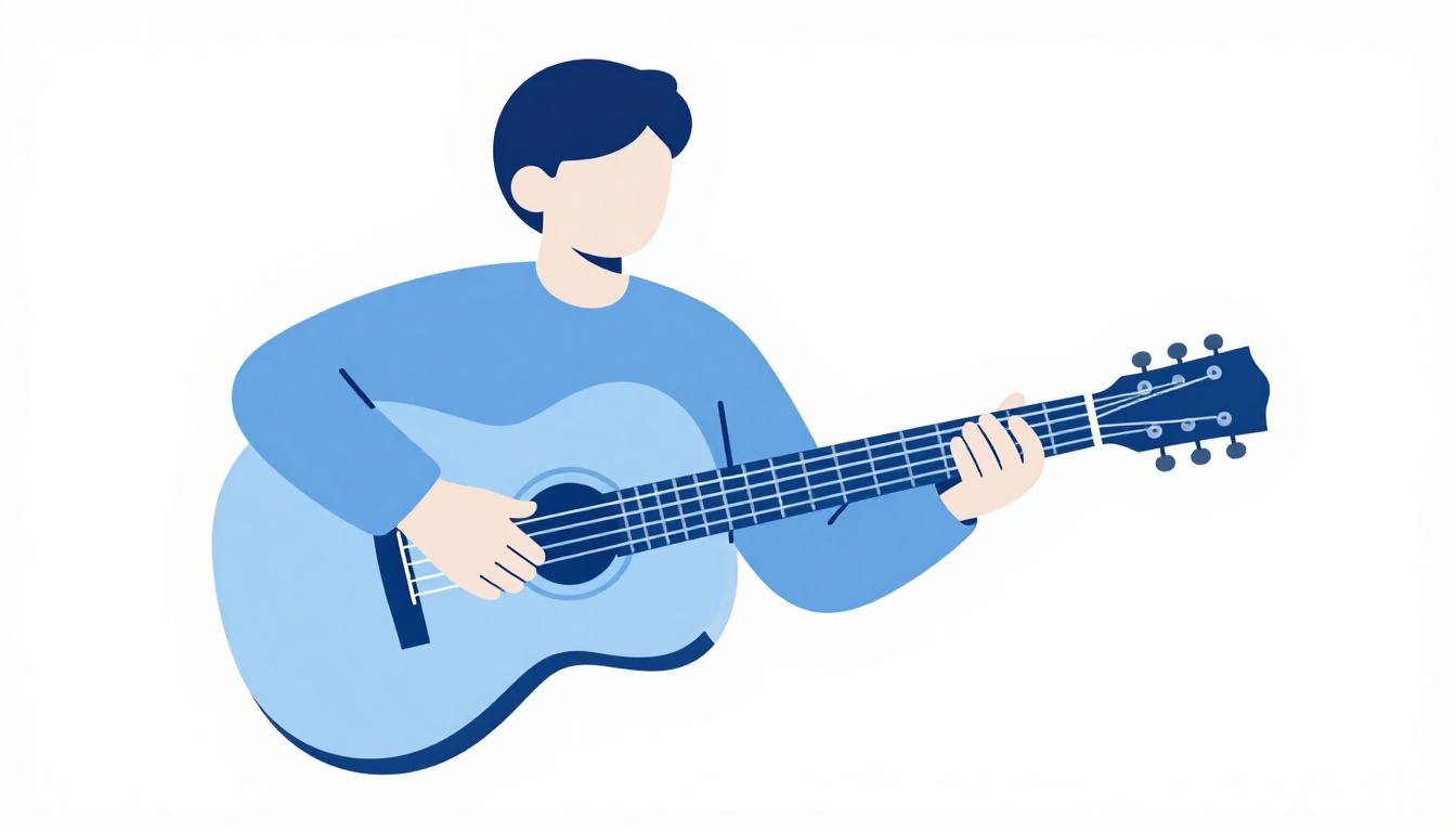 A guitar neck with a capo clipped onto the first fret, a hand shaping an open chord behind it