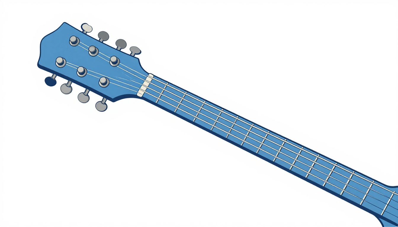 A capo clipped onto an acoustic guitar neck near the headstock, close up