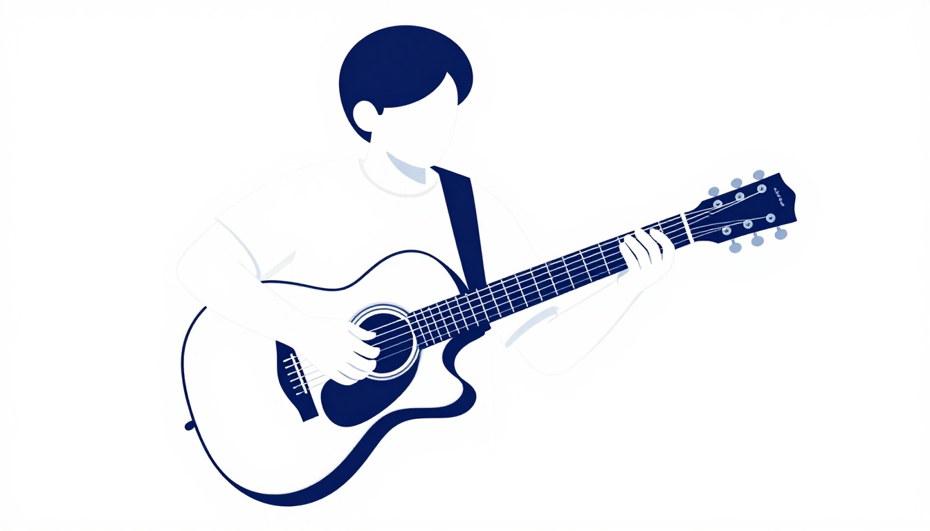 A hand mid motion moving between two chord shapes on an acoustic guitar neck