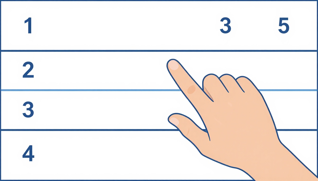 A close up of a single finger rocking between two adjacent frets on a guitar's high E string