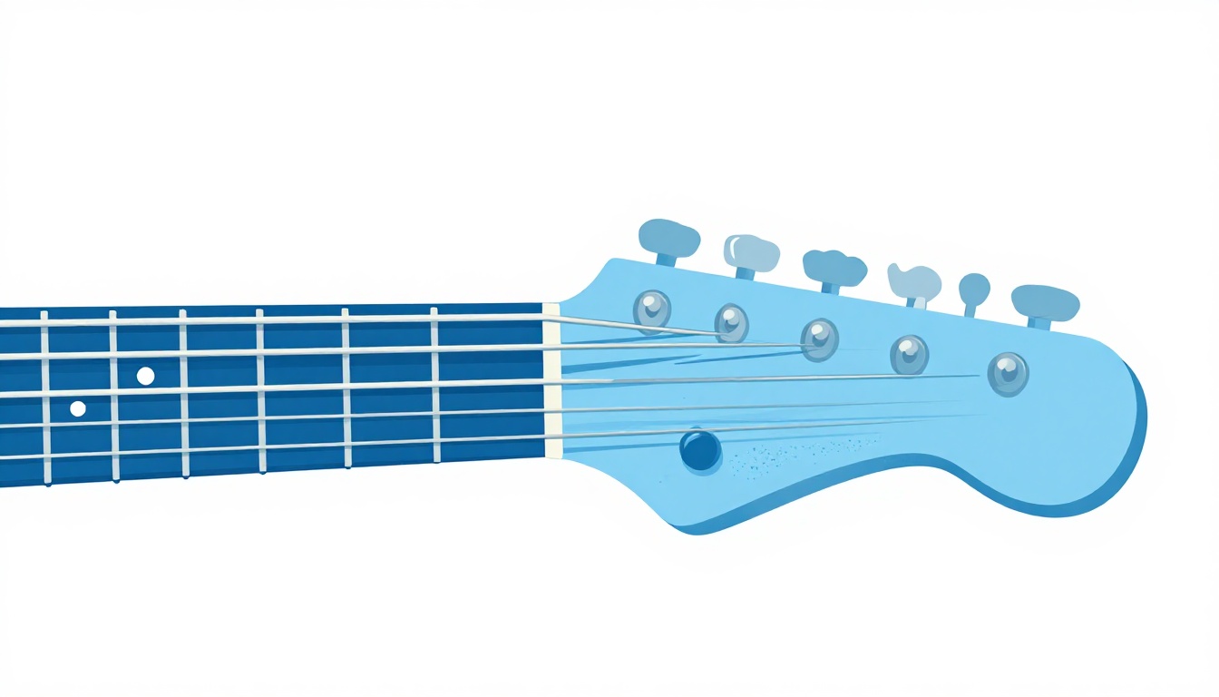 A close-up comparing a hand barring a chord on an acoustic guitar neck next to an electric guitar neck