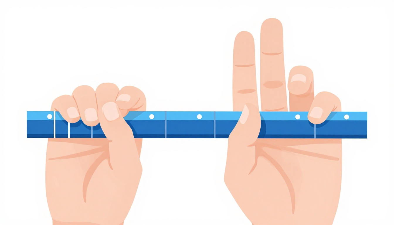 A close up comparison of correct and incorrect barre finger position on a guitar neck