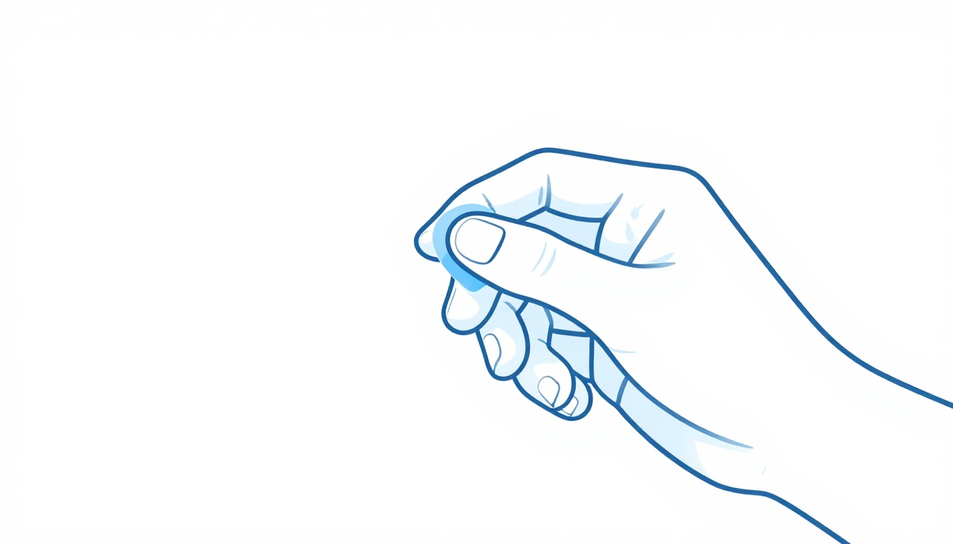 A close-up of a hand pinching a guitar pick between thumb and index finger