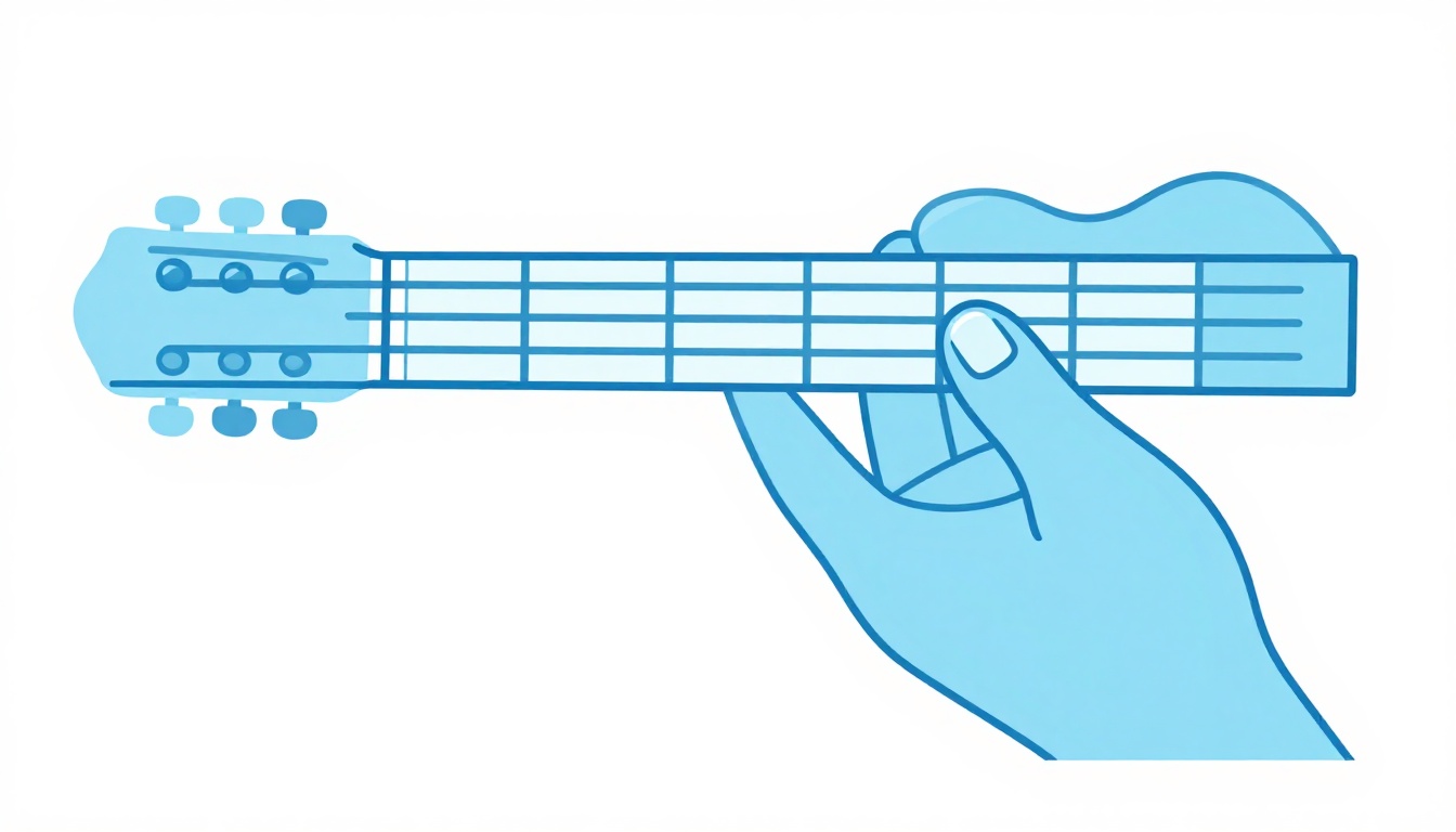 A finger sliding along a single guitar string, moving fret by fret up the neck