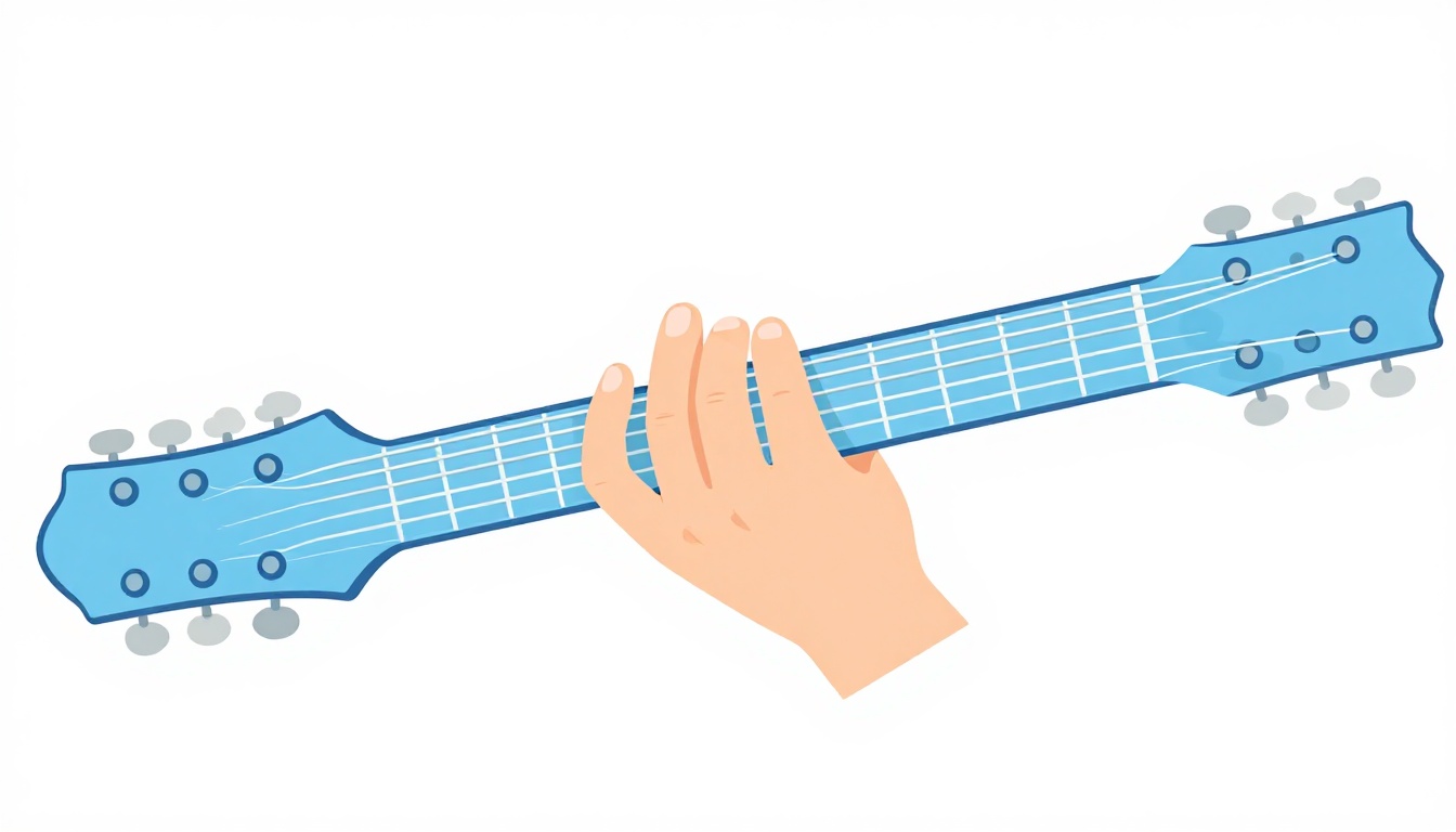 A close up of a fretting hand performing a hammer on with two fingers on an electric guitar neck