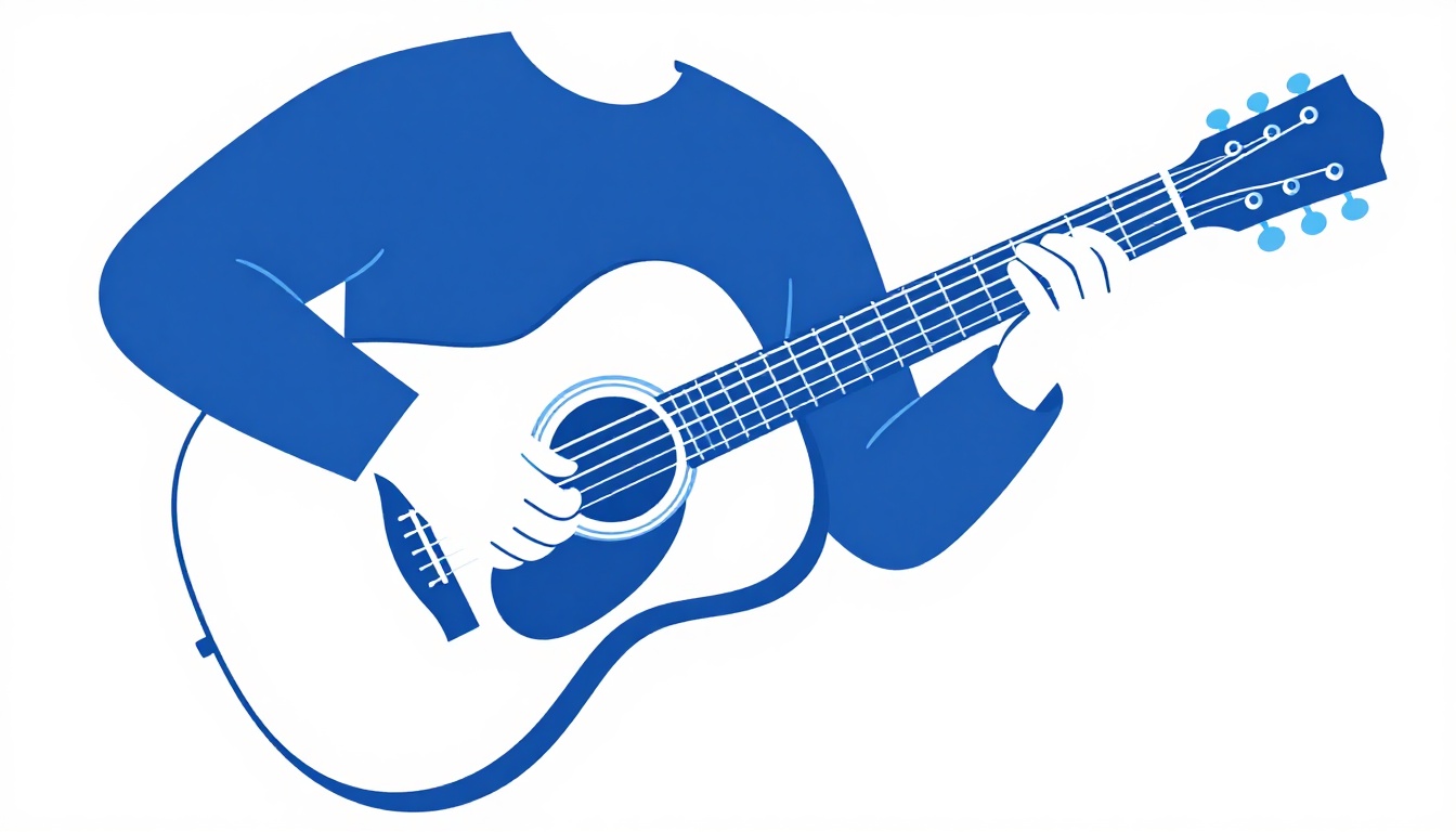 A hand strumming an acoustic guitar with a relaxed, continuous motion near the sound hole