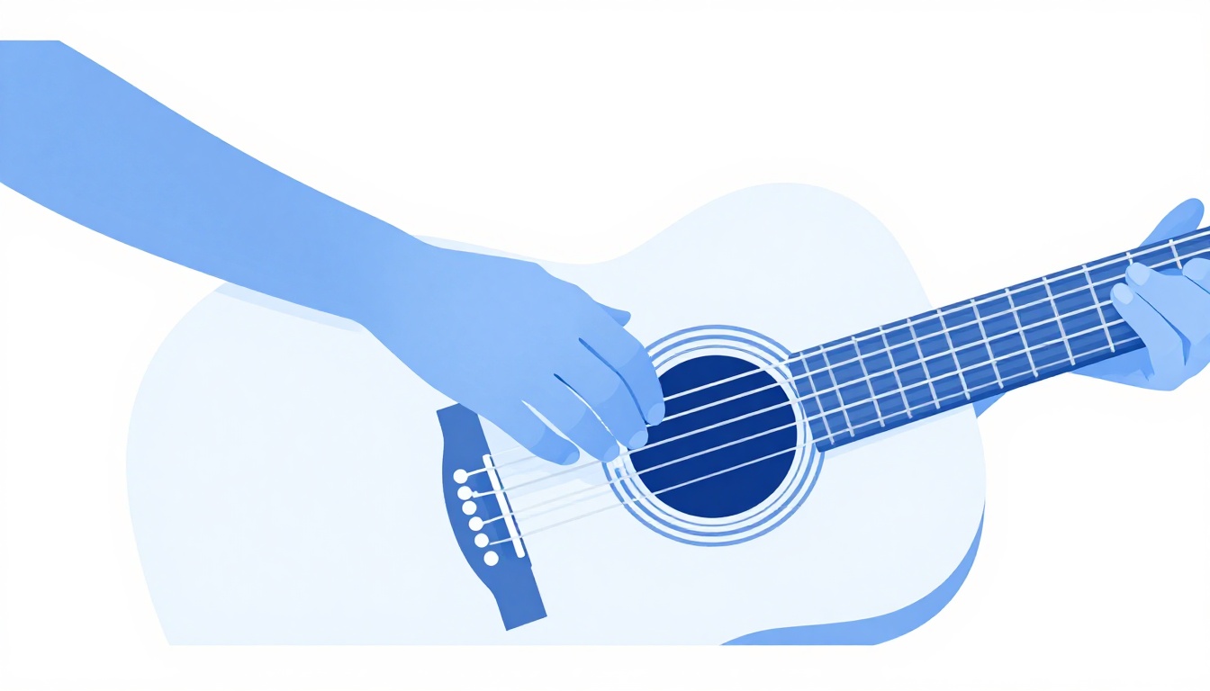 A hand pressing a bridge pin down into an acoustic guitar bridge with a string ball end inside