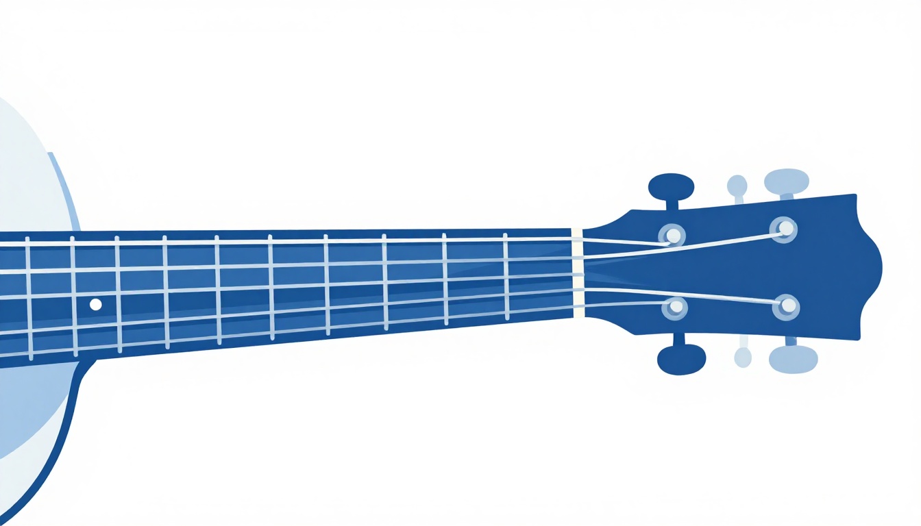 A close up of an acoustic guitar neck with a capo clamped on the fourth fret