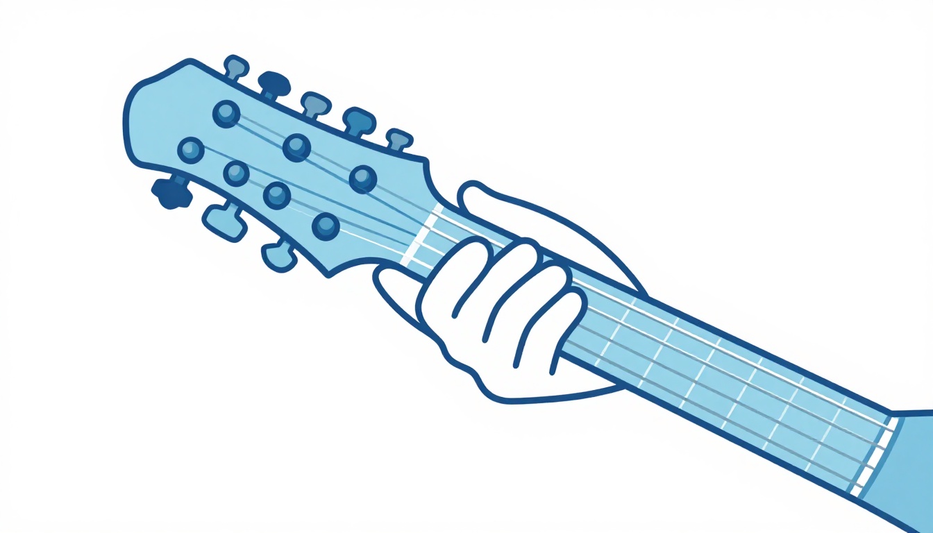 A hand adjusting a tuning peg on an electric guitar headstock
