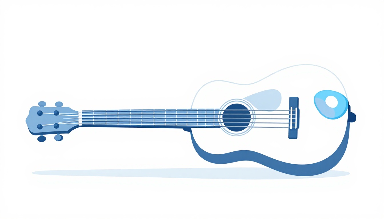 A wearable vibrating metronome clipped to the headstock of an acoustic guitar