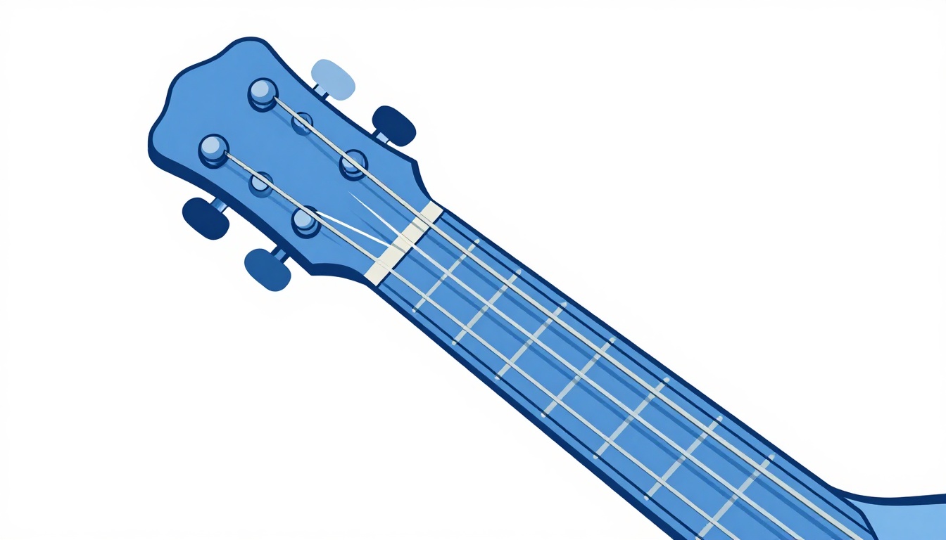A close up of a capo clamped onto the second fret of an acoustic guitar neck