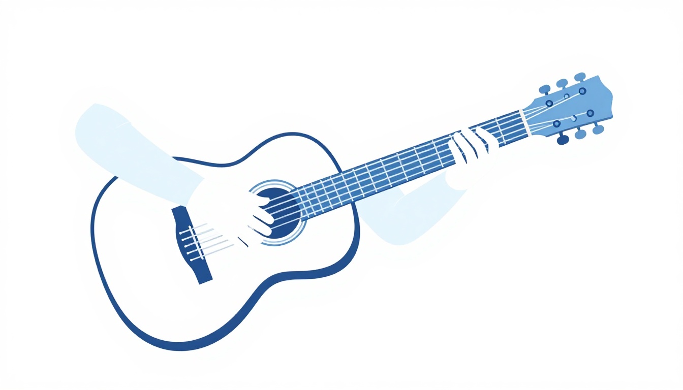 A guitarist's hand and forearm resting near the strings, fingers relaxed between chord changes