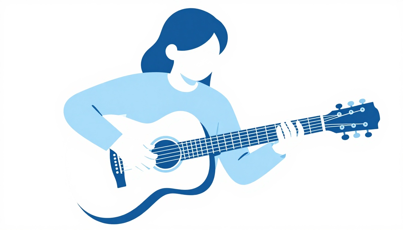 A hand fingerpicking individual strings on an acoustic guitar in low, moody light