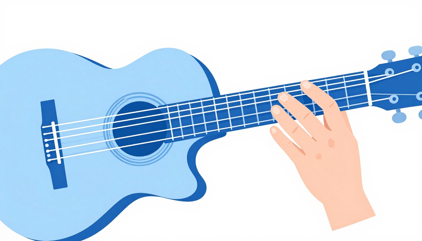 A close-up of a right hand fingerpicking an acoustic guitar with thumb and fingers over the strings
