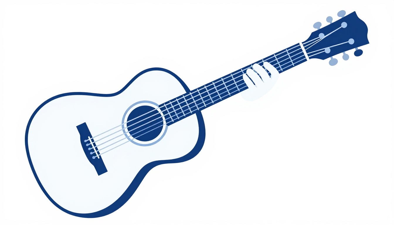 A right hand picking individual strings near the sound hole of an acoustic guitar