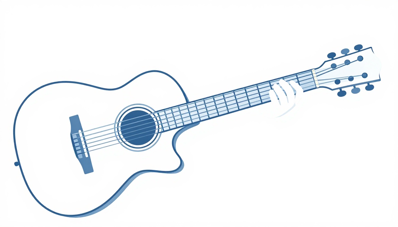 A hand fretting an open G chord on an acoustic guitar neck